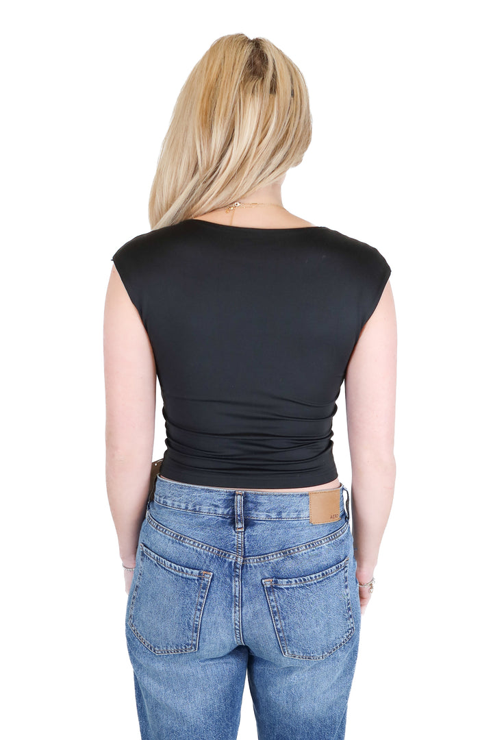 Reoria Black Sweetheart Neckline Top (M)