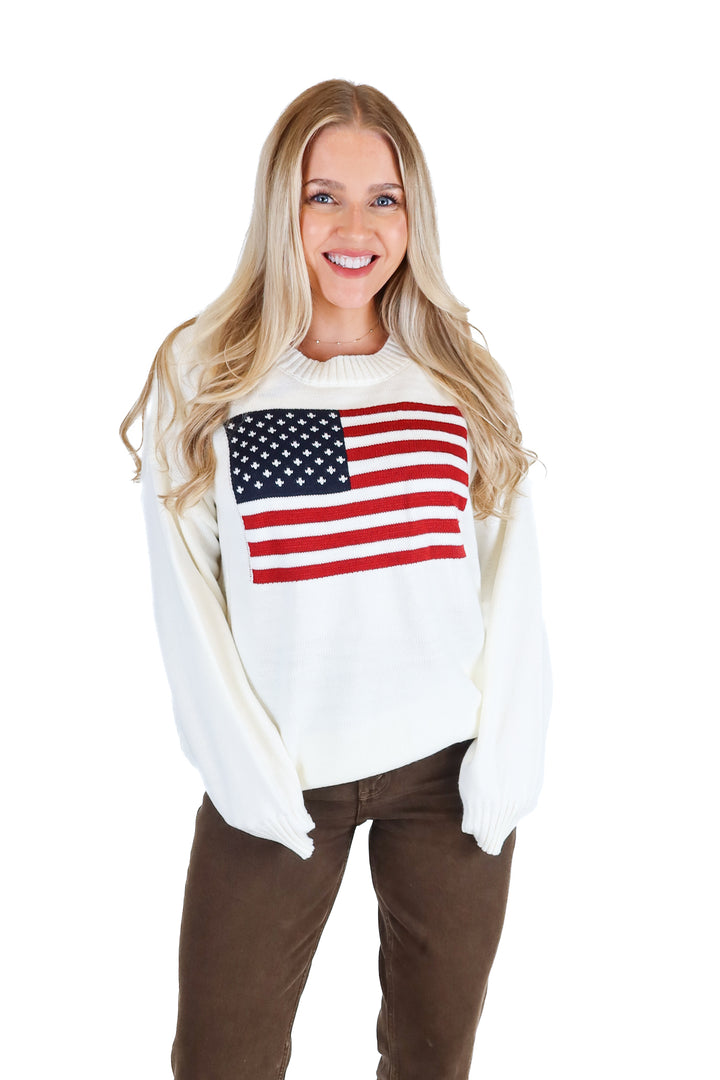 Cream American Flag Sweater (M)