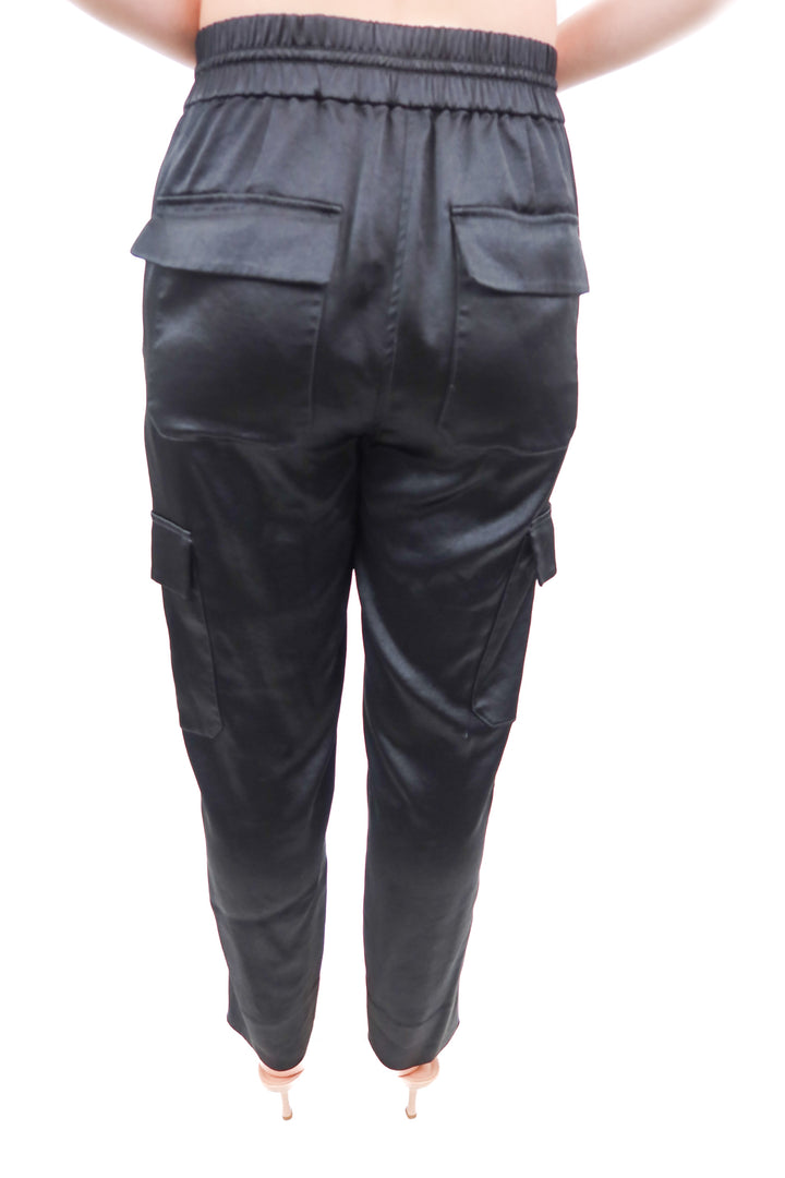 M.M Lafleur black satin cargo pants (0)