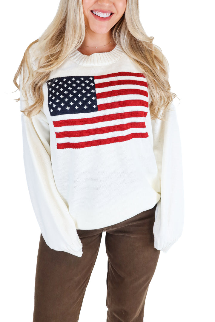 Cream American Flag Sweater (M)