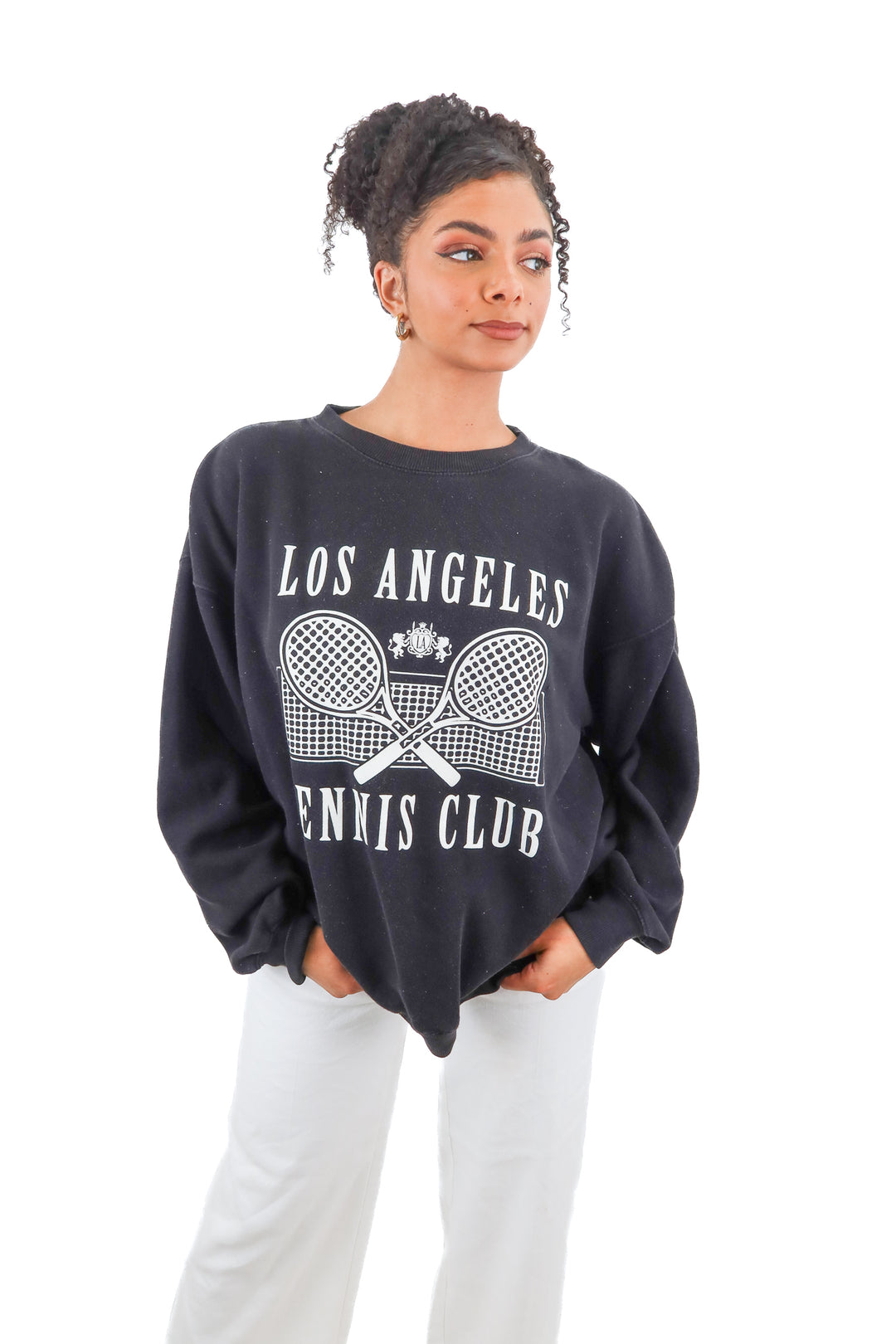 Show Me Your Mumu black LA Tennis Club sweatshirt (M; retail $114)