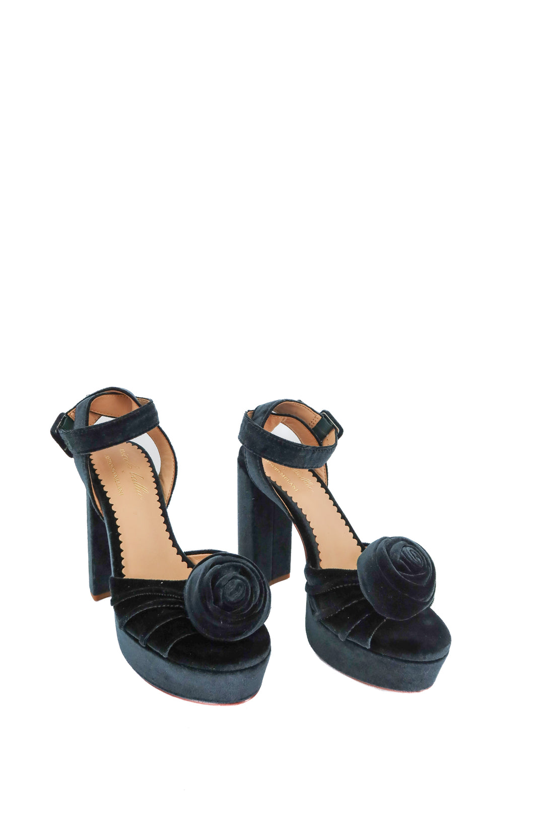 nicola bathie x antonio melani green velvet chunky platform heels (7)