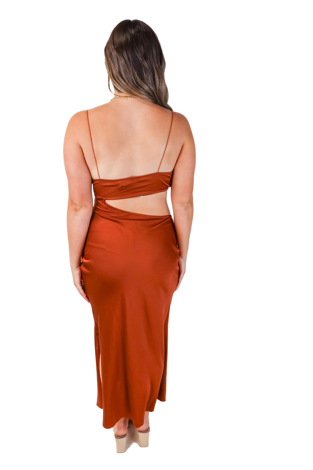 beige botany rust maxi dress (L)