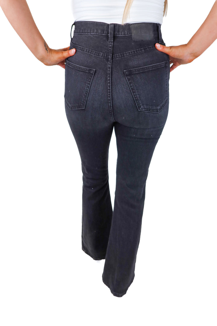 grlfrnd black flare jeans (28; retail $255)