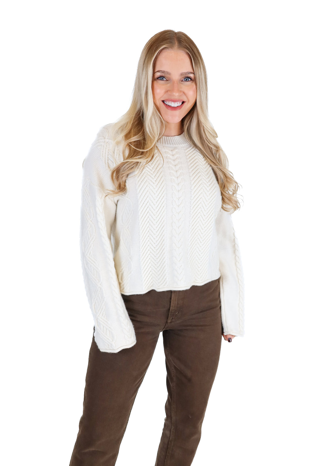 Theory Cream Cable Knit Sweater (M; retail $245)
