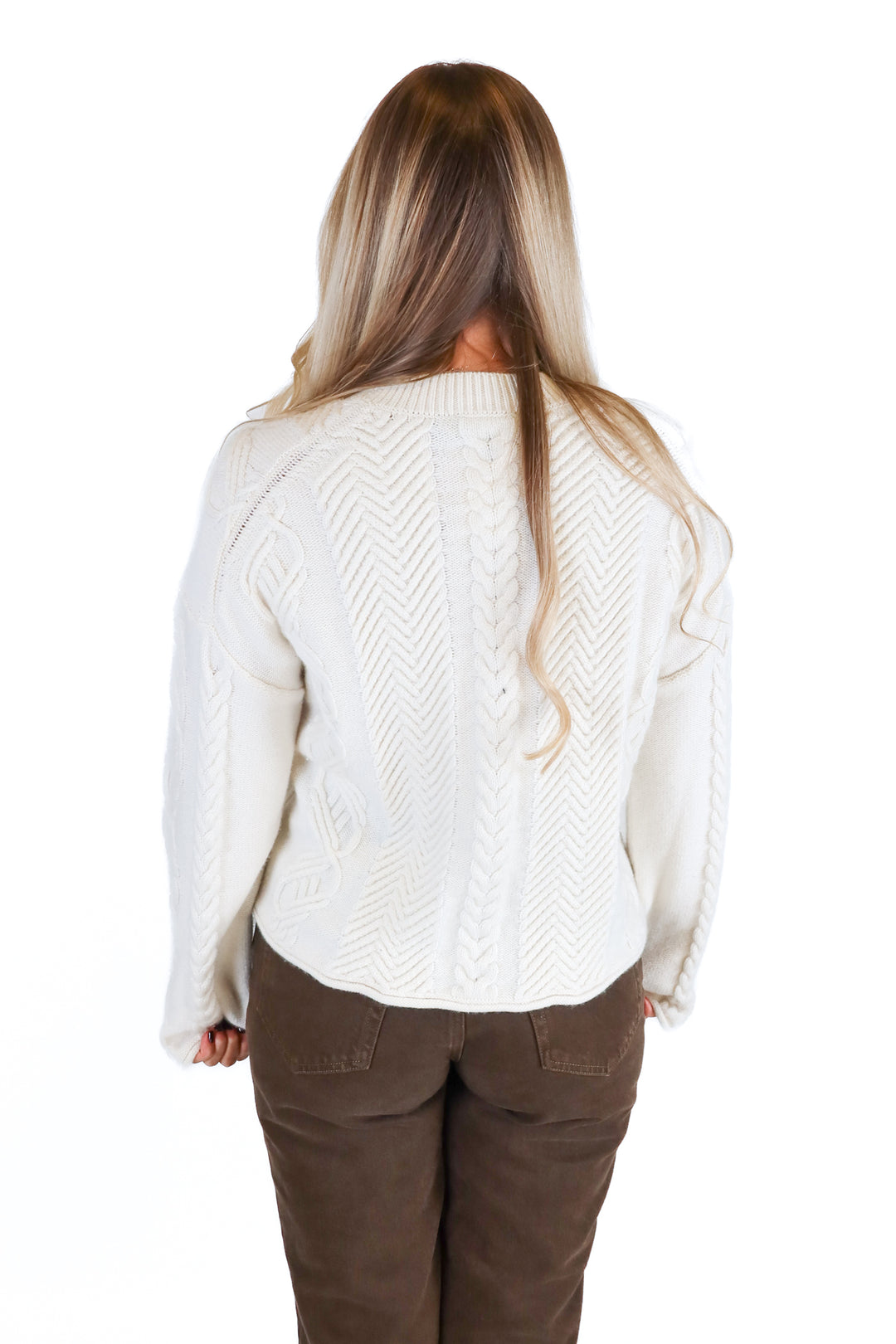 Theory Cream Cable Knit Sweater (M; retail $245)