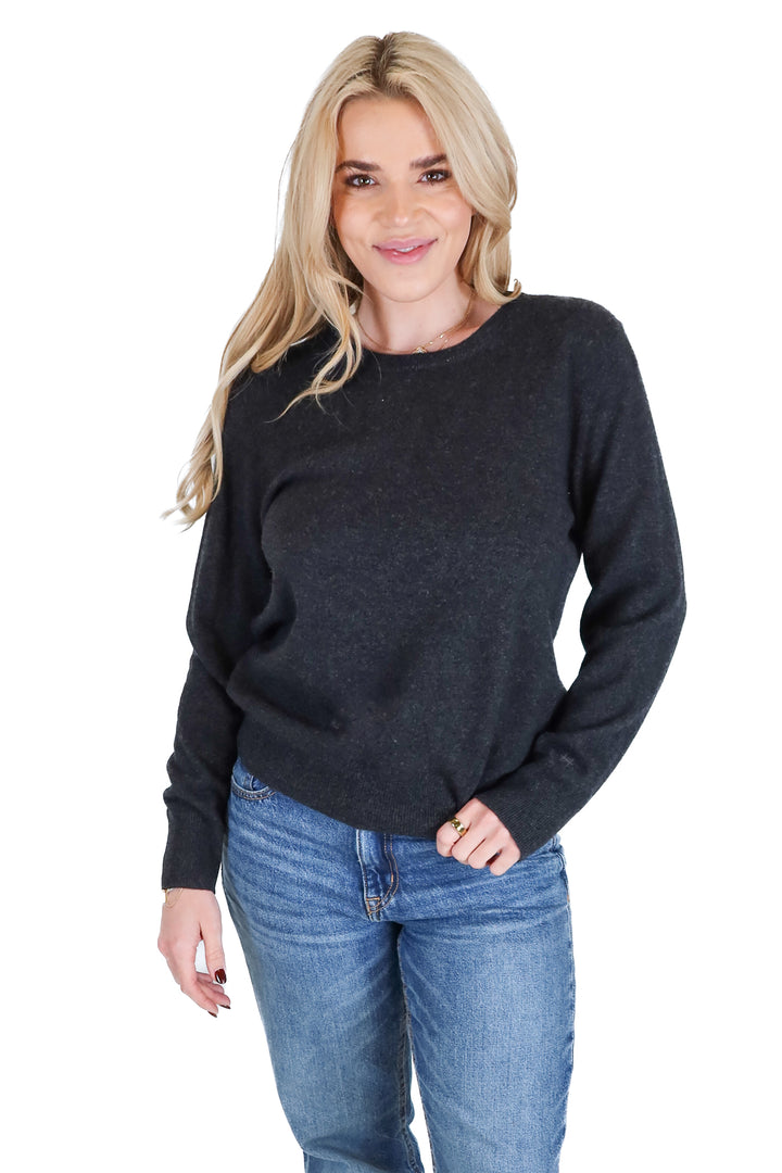 Naadam Dark Charcoal Cashmere Top (M)