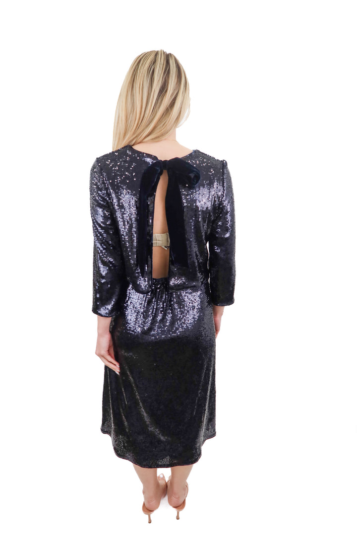 Sezane navy sequin dress (36/ US4)