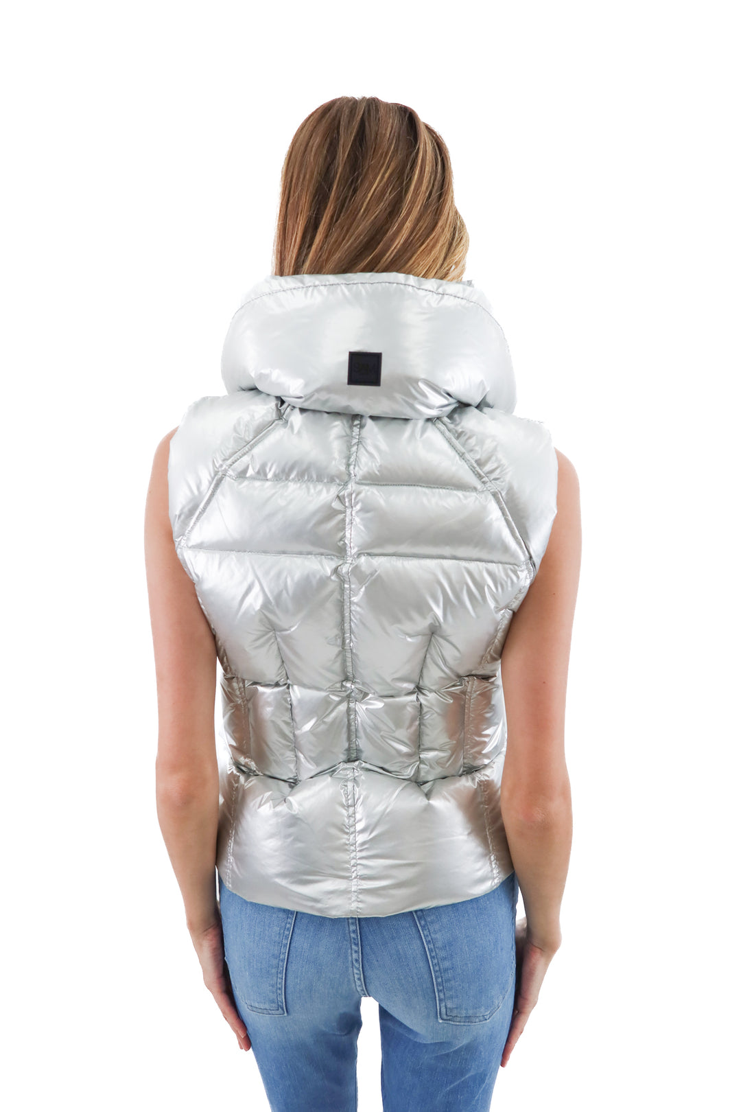 sam new york metallic puffer vest (s; retail $350)