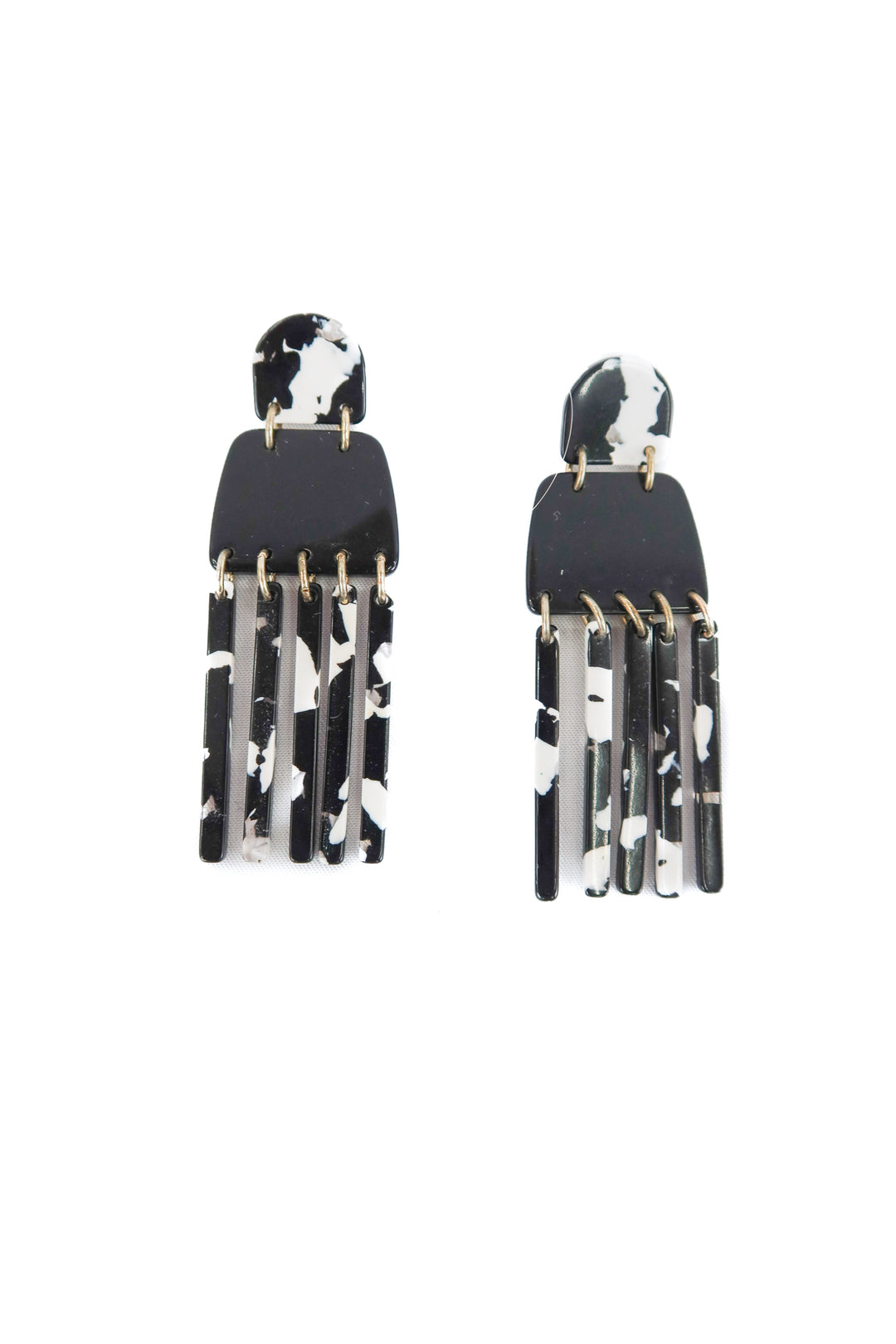 lele sadoughi black marble resin drop earrings (retail $125)