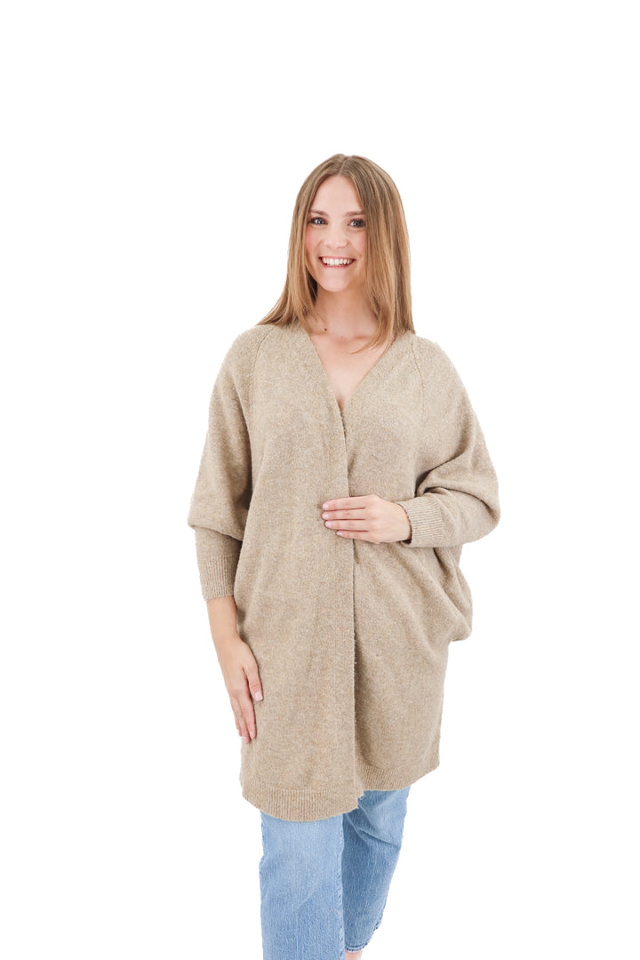 cupshe taupe open front cardigan (s)