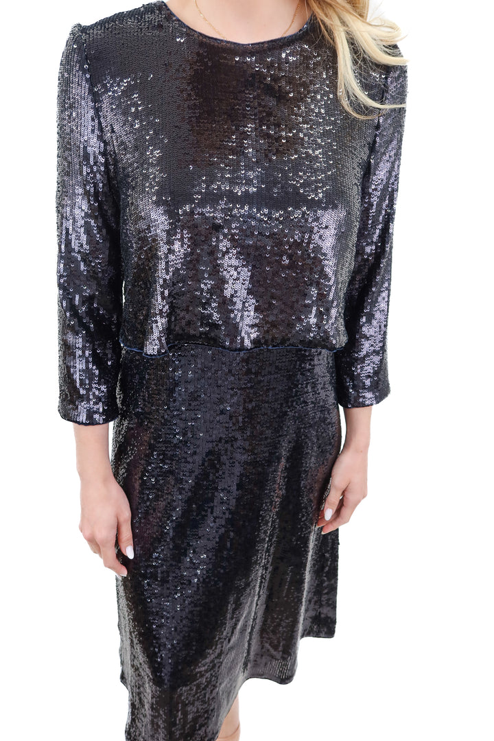 Sezane navy sequin dress (36/ US4)