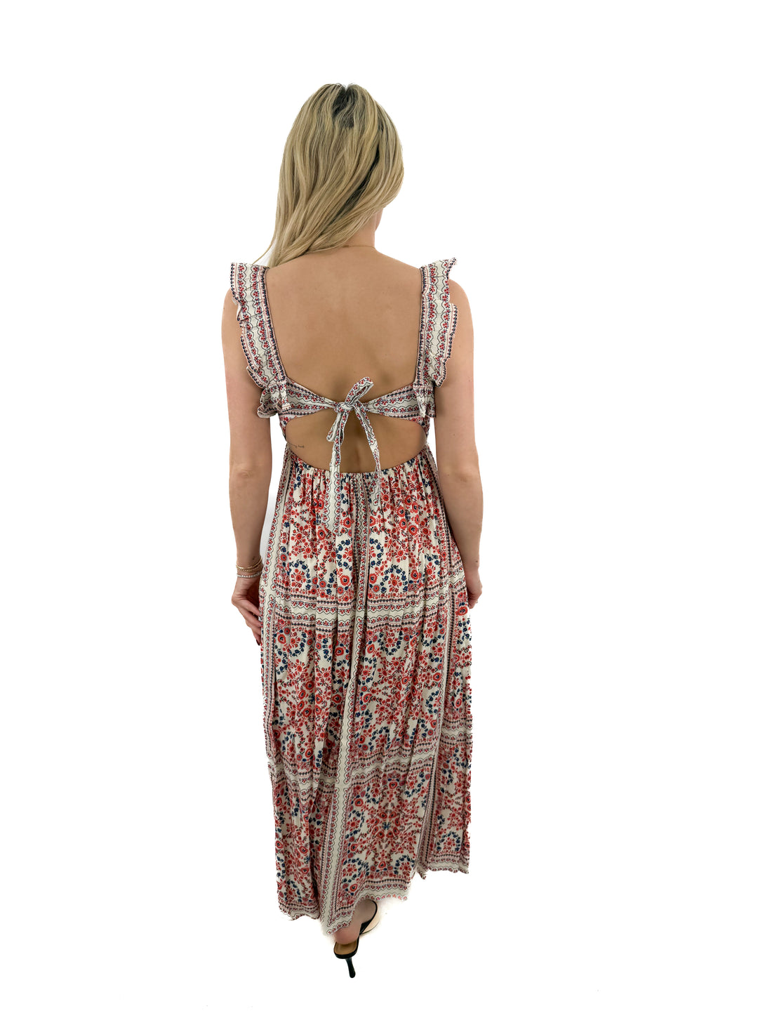 saylor cream/red/blue floral maxi dress (S; retail $253)