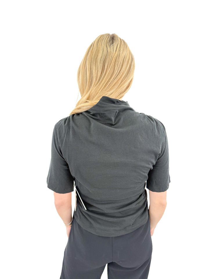 nation black mock neck side ruched top NWT (S; retail $104)