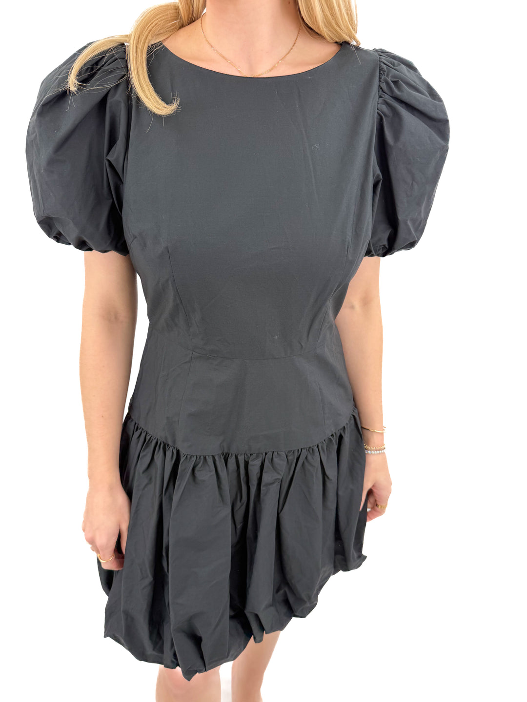 ivy city co. black tristan bubble hem mini dress NWT (S; retail $98)