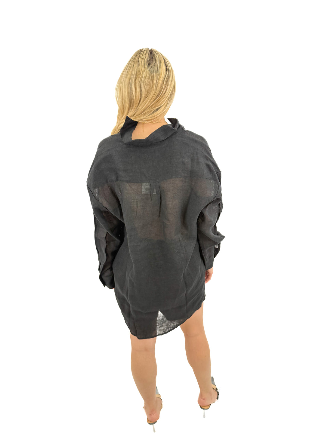 vitamin a black linen top and short set NWT (S;  retail $253)