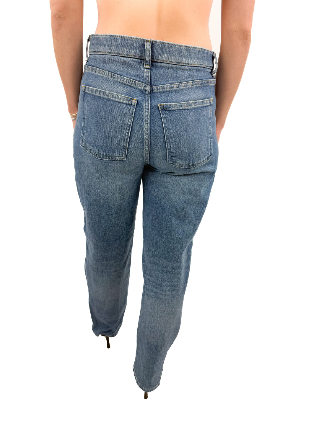 spanx medium wash straight leg jeans (S)