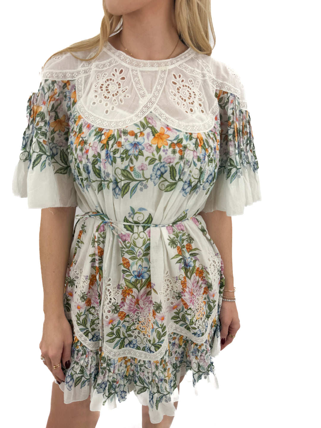 farm rio white floral eyelet mini dress NWT (S; retail $298)