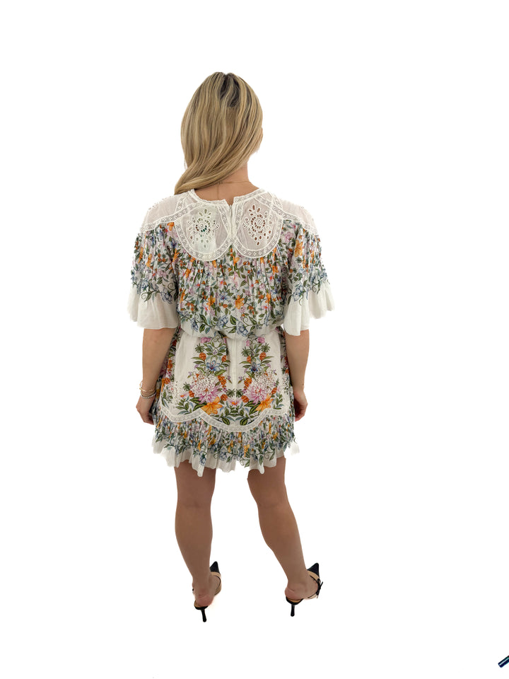 farm rio white floral eyelet mini dress NWT (S; retail $298)