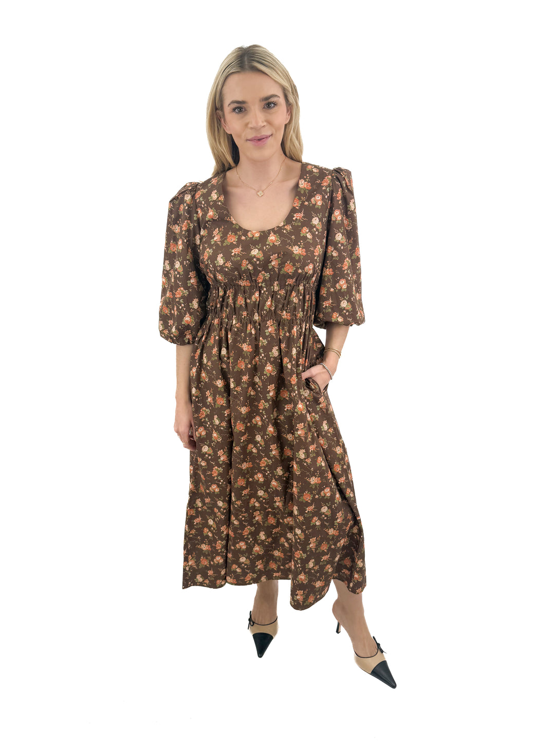 Tuckernuck brown floral maxi dress NWT (S; retail $228)