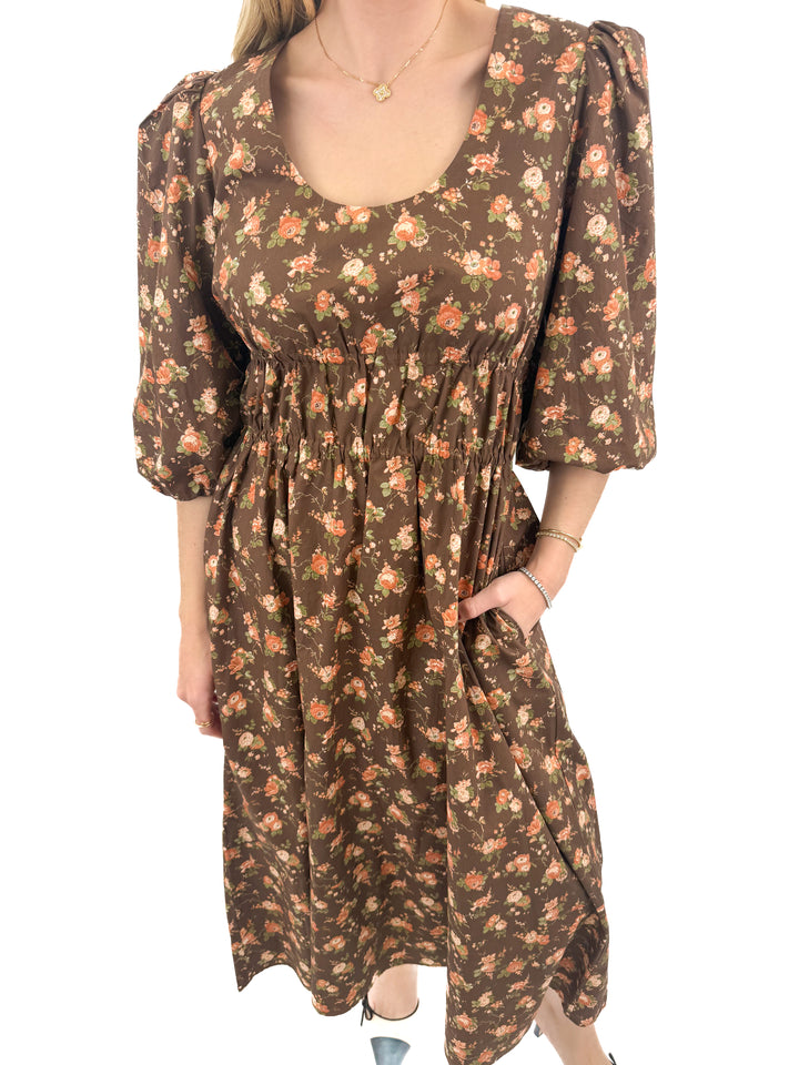 Tuckernuck brown floral maxi dress NWT (S; retail $228)