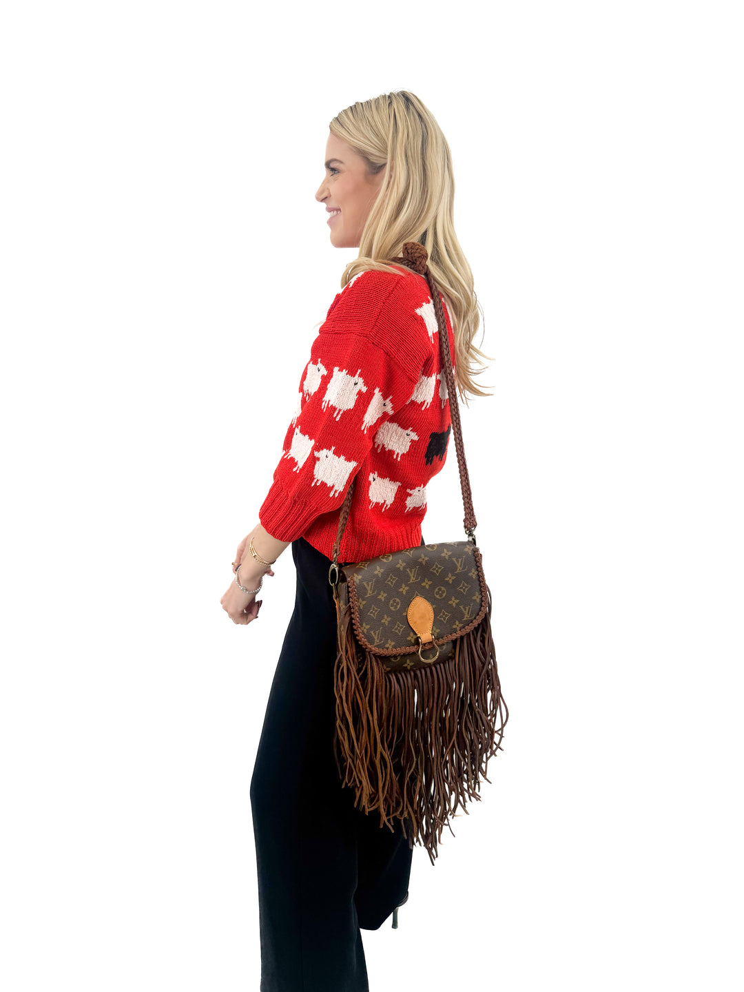 Upcycled Louis Vuitton Crossbody Boho Bag (retail $2,299.99)