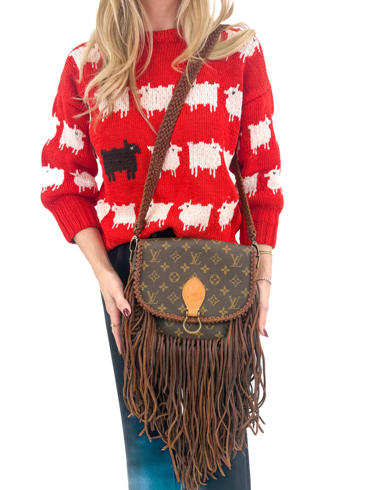Upcycled Louis Vuitton Crossbody Boho Bag (retail $2,299.99)