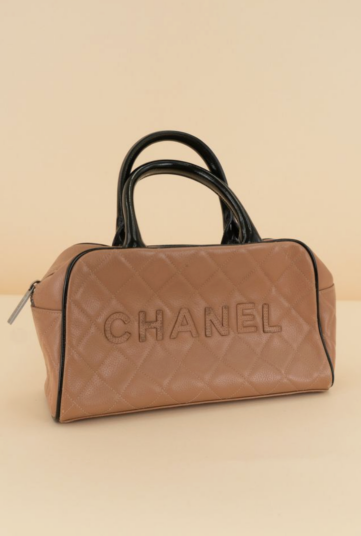 Chanel Quilted Calfskin Bowler in Tan (vintage)