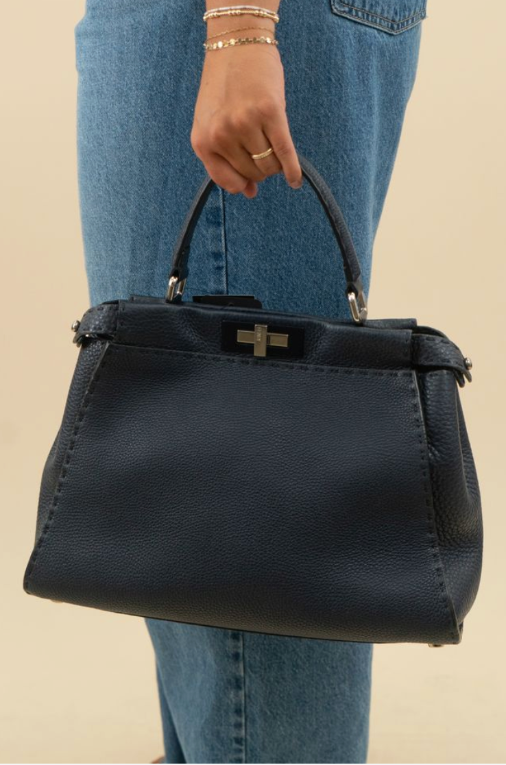 Fendi Blue Leather Peekaboo Crossbody (retail $6,100)