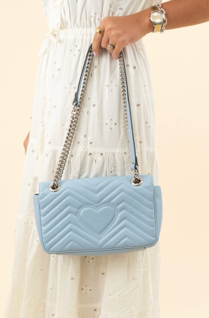 Gucci Marmont in powder blue (retail $2,850)