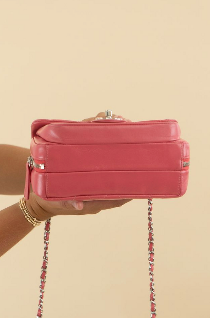 Chanel pink quilted lambskin crossbody (retail $8,000)