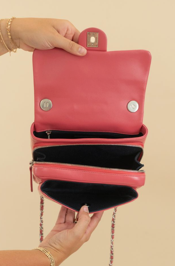 Chanel pink quilted lambskin crossbody (retail $8,000)