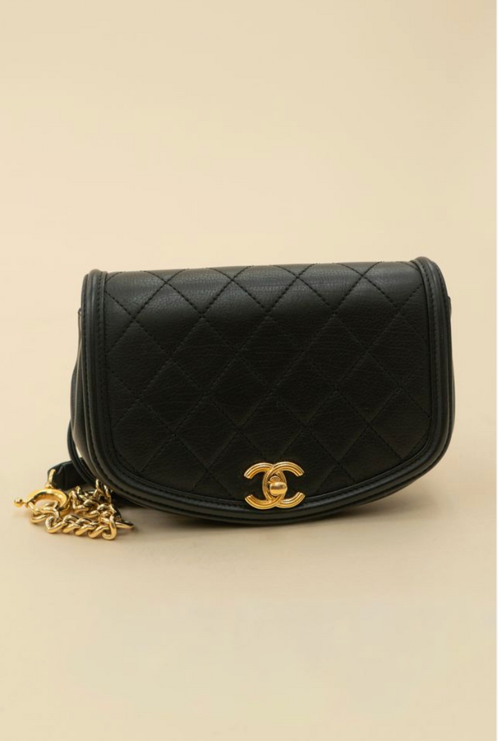 Chanel black quilted convertible bag