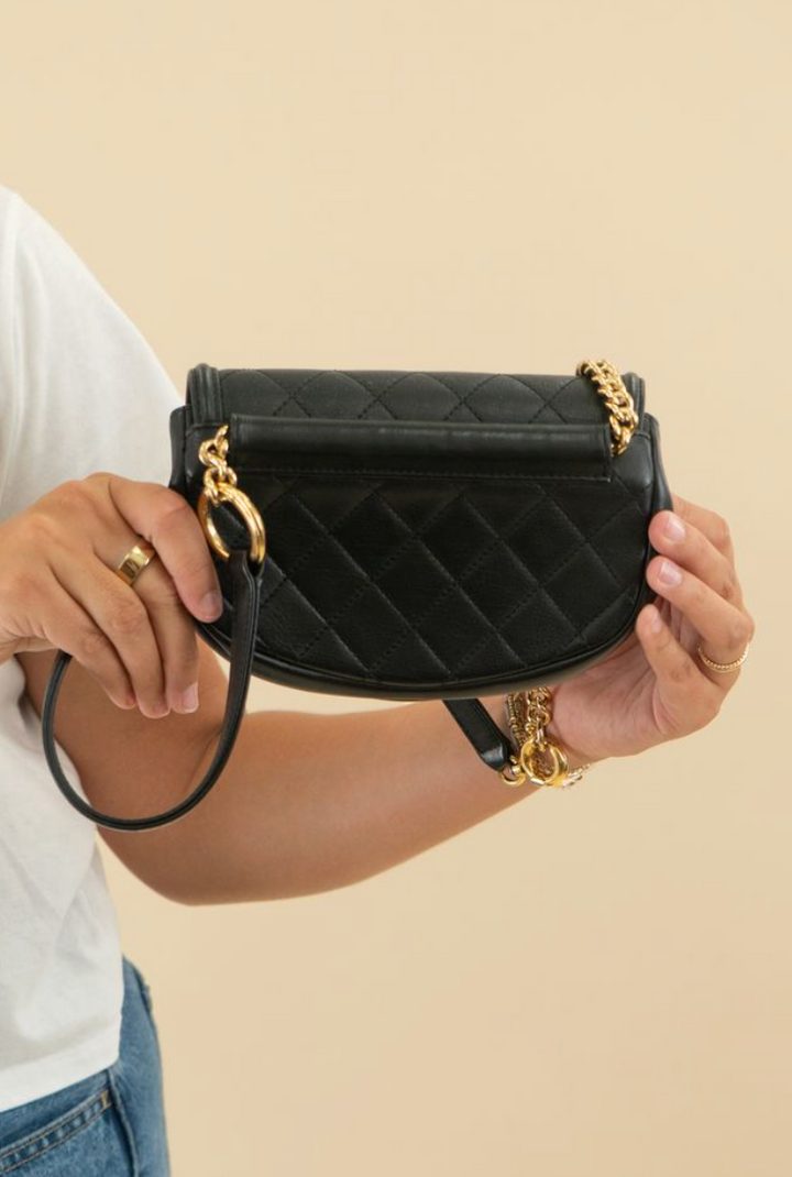 Chanel black quilted convertible bag