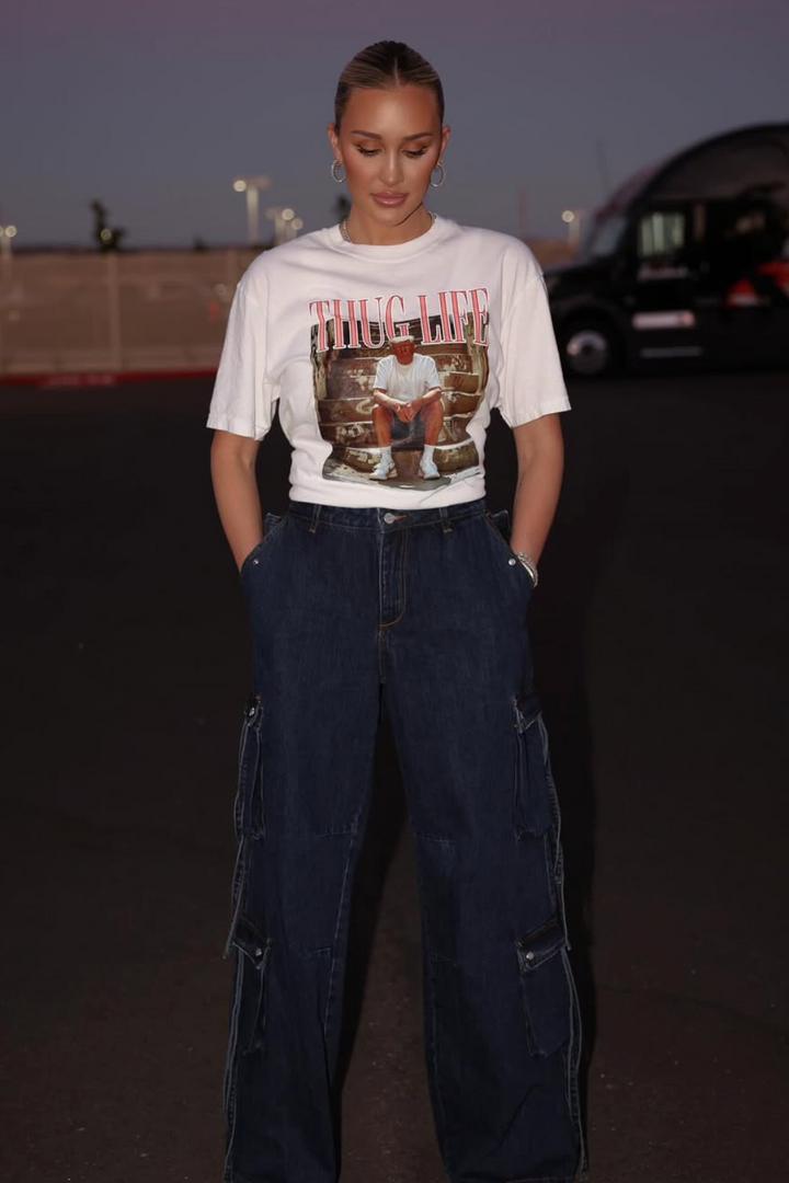 AUCTION ser.o.ya dark wash slouched cargo jeans (26)