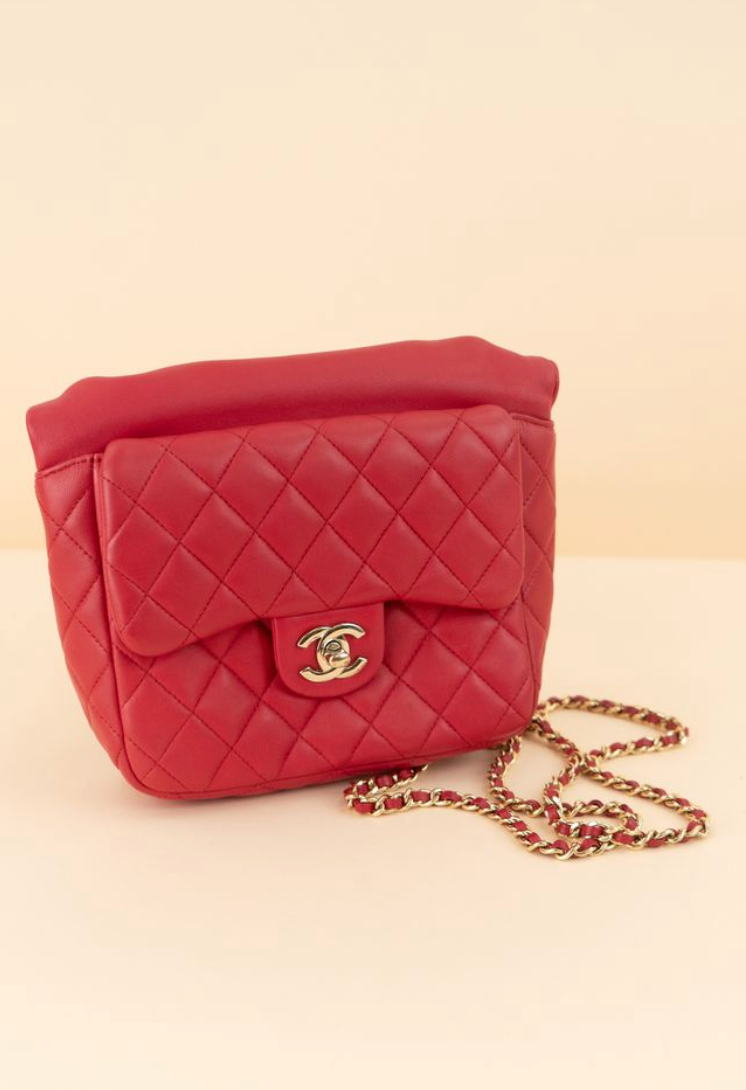 Chanel pink quilted lambskin backpack