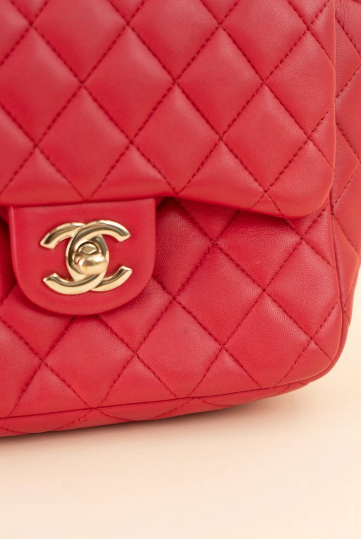 Chanel pink quilted lambskin backpack