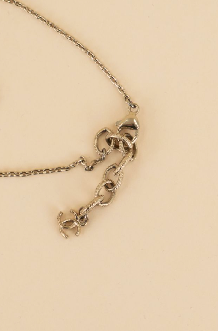 Chanel Resin Crystal Heart CC Necklace