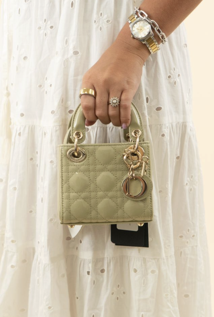 Dior Micro Lady Dior in Sage Green Patent
