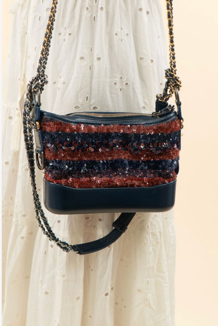 Chanel Sequin Gabrielle Leather Crossbody Bag