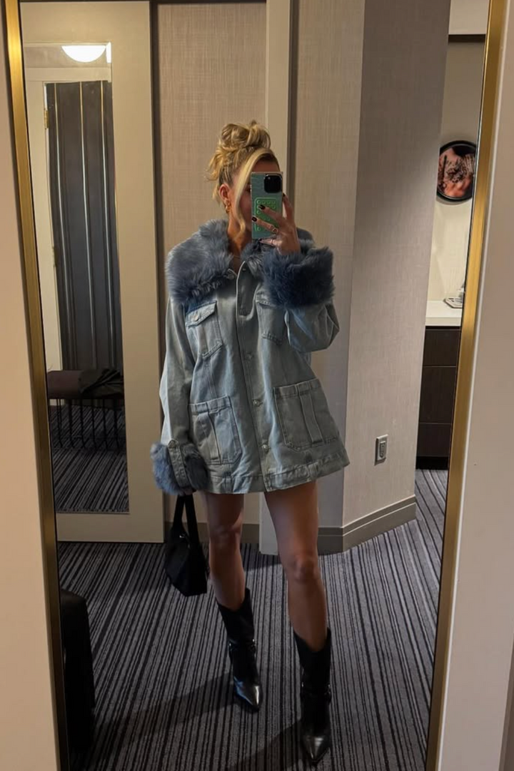 AUCTION show me your mumu light wash denim copenhagen jacket (m; retail $248)