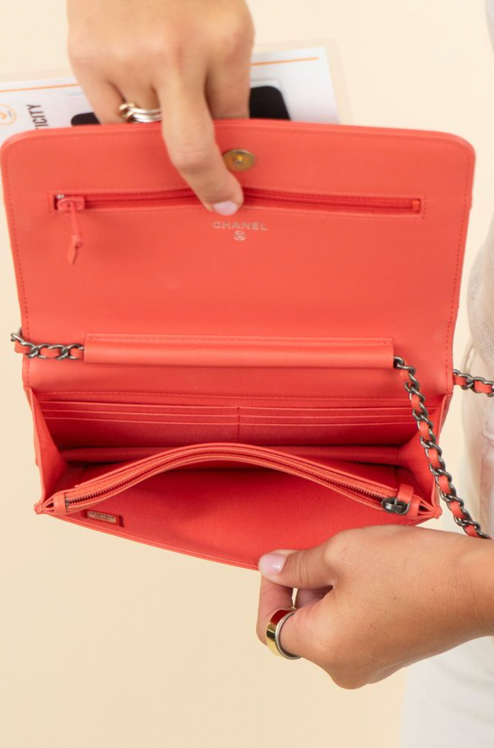 Chanel Gabrielle Wallet on Chain in Coral