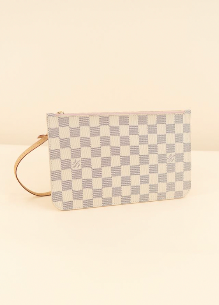 Louis Vuitton Damier Azur Wristlet with pink interior NWOT