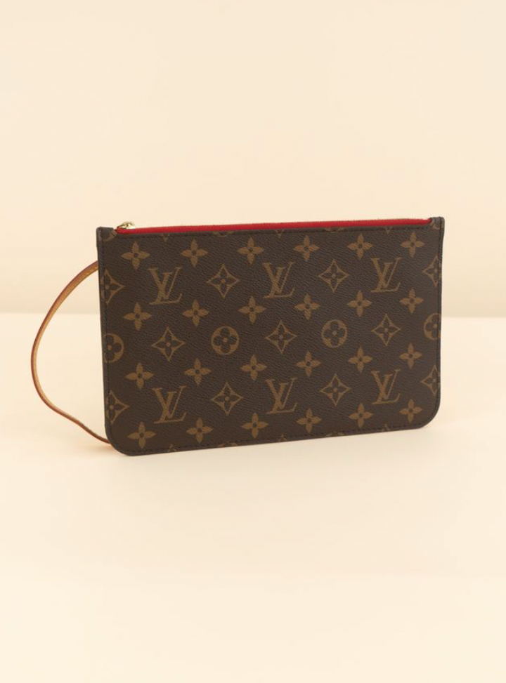 Louis Vuitton Monogram Wristlet w/ red interior