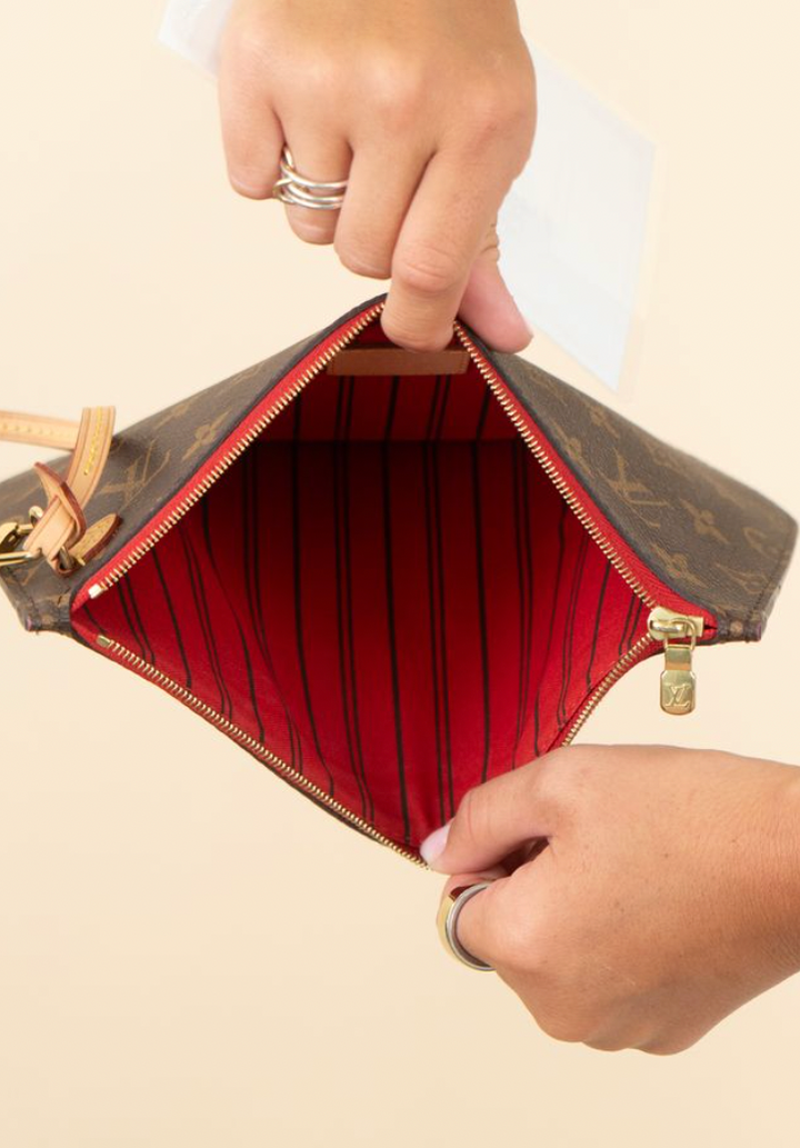 Louis Vuitton Monogram Wristlet w/ red interior