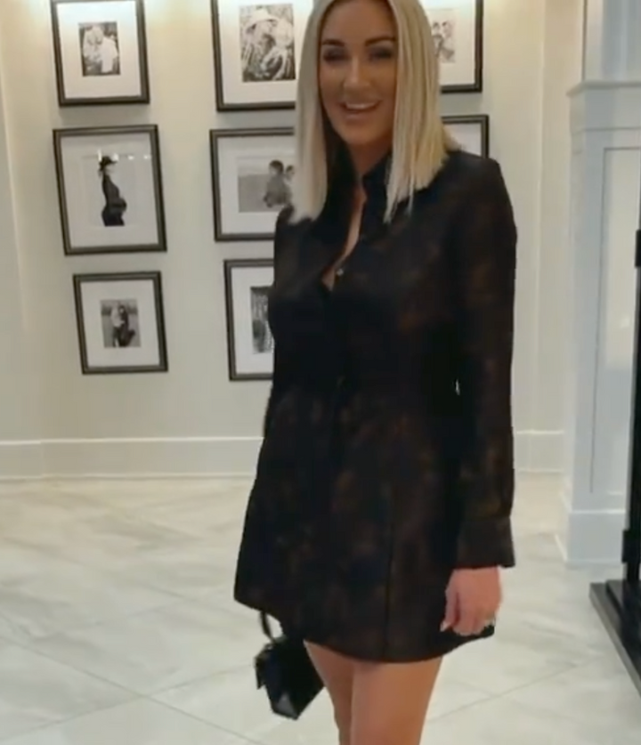 brandon maxwell brown printed button down mini dress (6; retail $2,200)