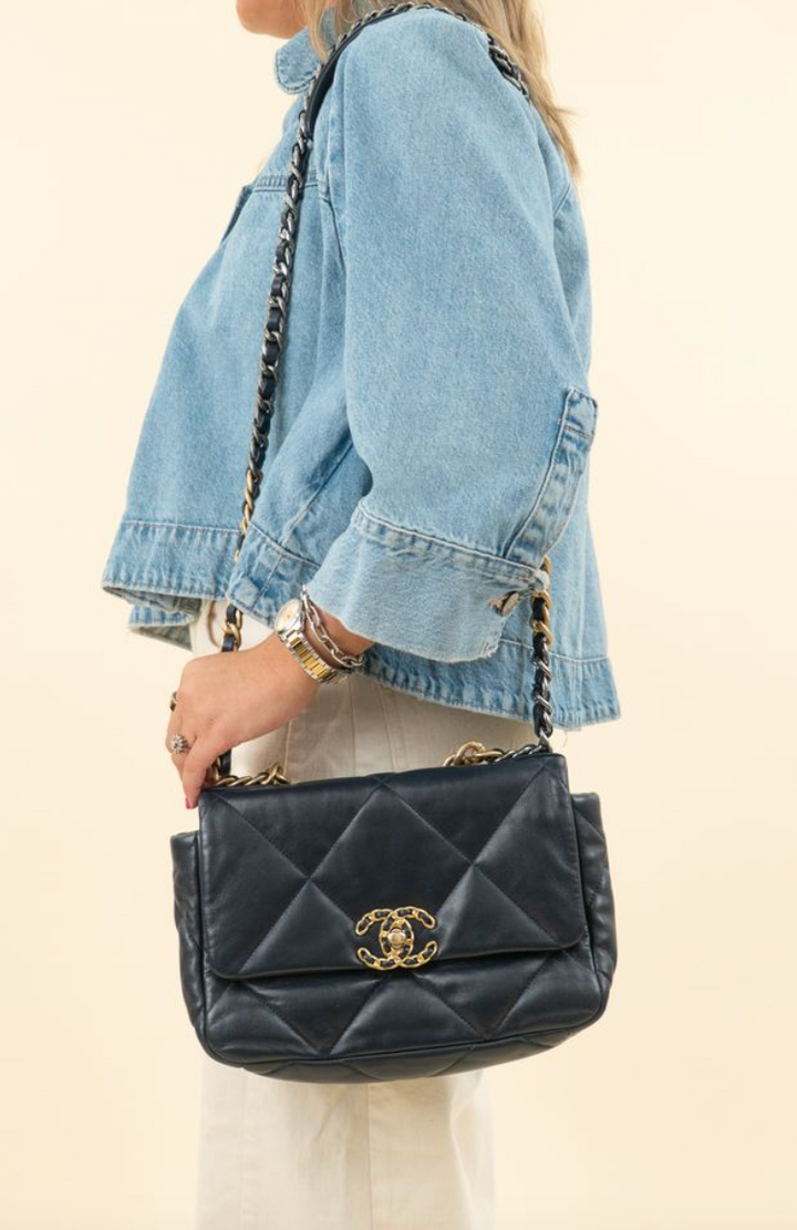 Chanel 19 Navy Lambskin Bag (retail $7,200)