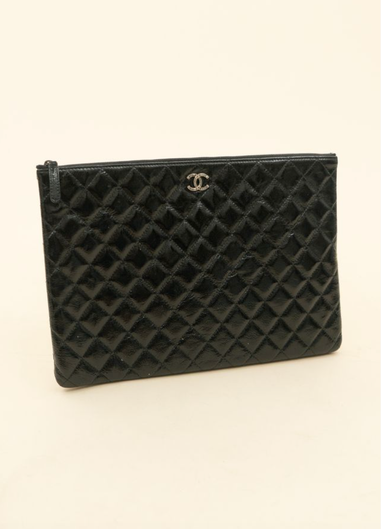 Chanel Black Patent O Clutch