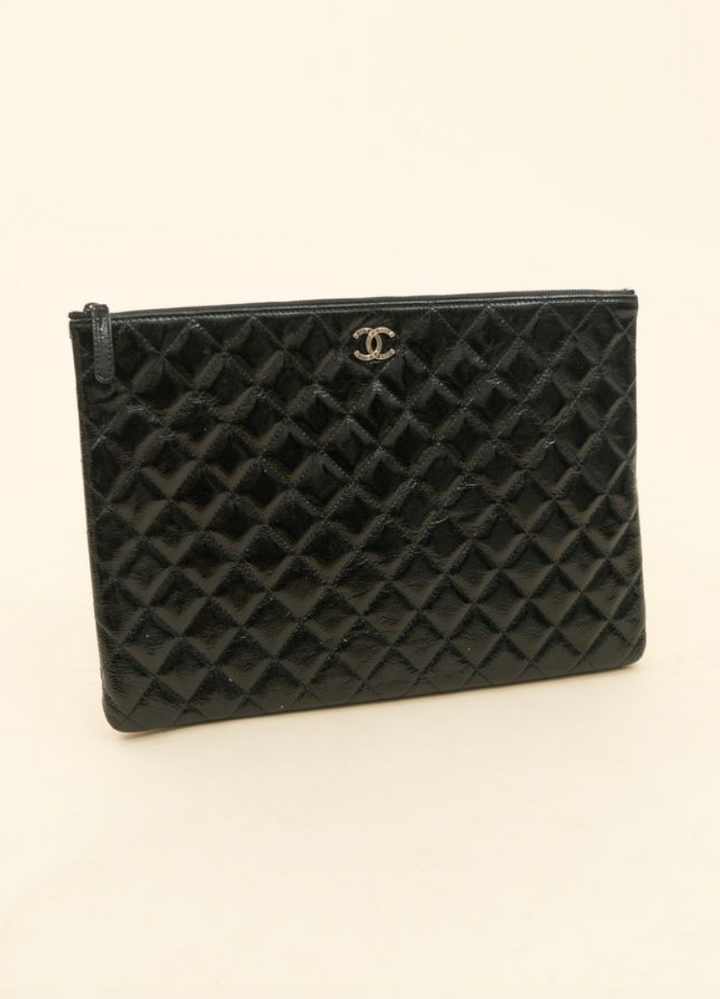 Chanel Black Patent O Clutch