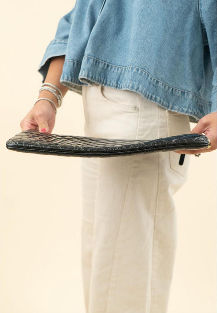 Chanel Black Patent O Clutch